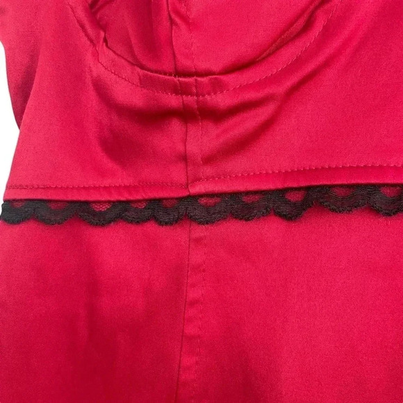 Vintage Y2K Red Black Lace Bodycon Dress - Picture 3 of 6